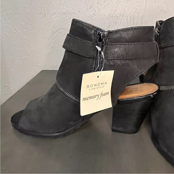 Sonoma stacked heel open toe lug sole booties women’s size 9.5 new with flaw - Picture 3 of 8
